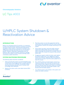 HPLC and UHPLC System Shutdown and Reactivation Advice