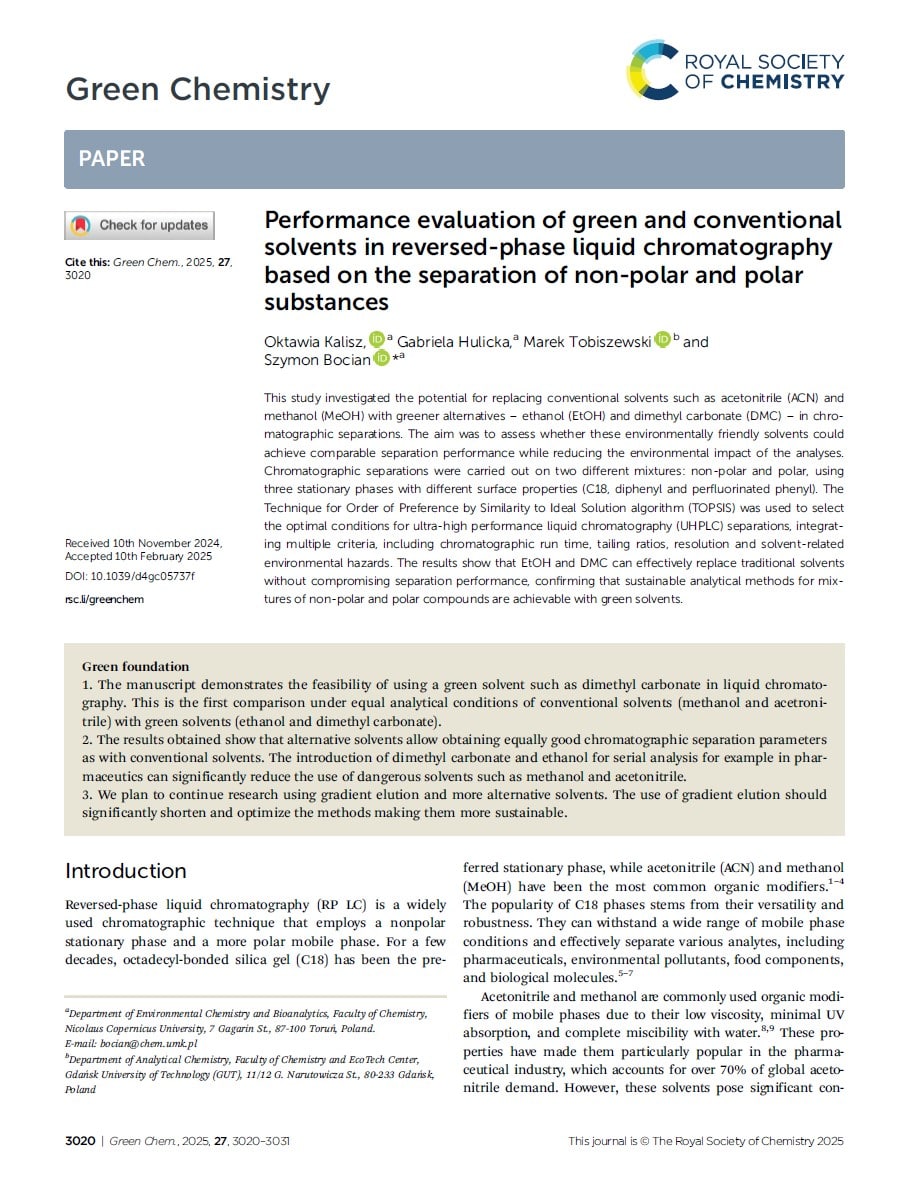 Performance Evaluation of Green and Conventional Green Chemistry - MAC ...